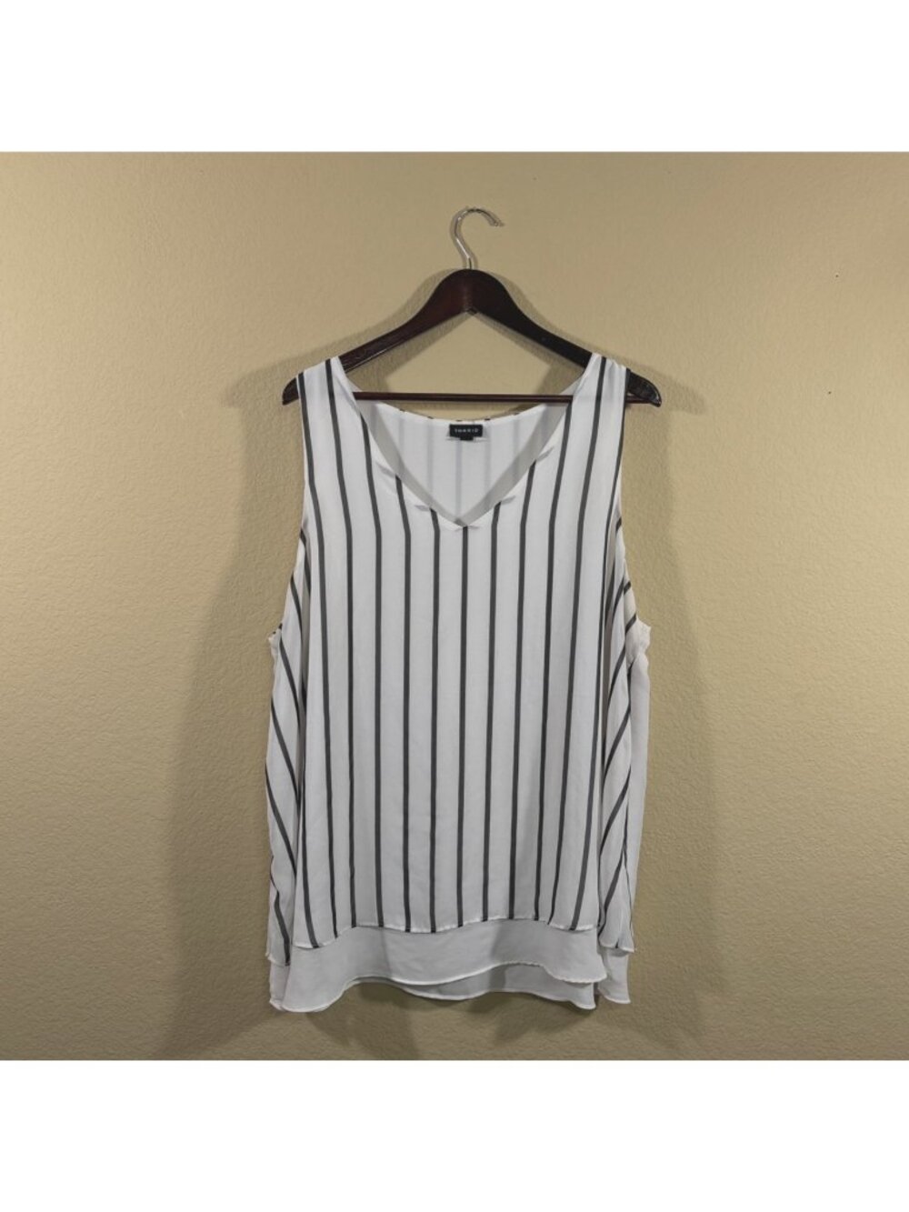 Torrid White Black Striped Sleeveless Layered Tank Top Womens Plus Size 2
